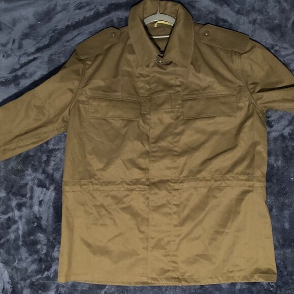Vtg 80s Czech Republic Olive Military Field Jacket Work Shirt Size 53/180 Large - Picture 9 of 9